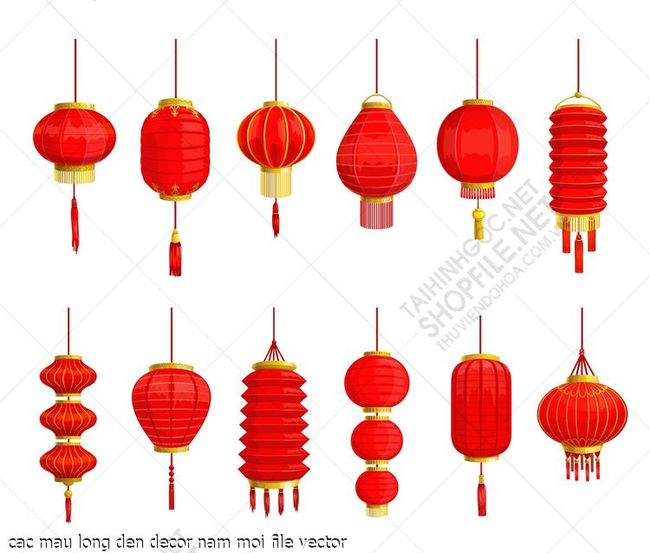 cac mau long den decor nam moi file vector